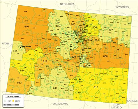 Colorado map with zip codes